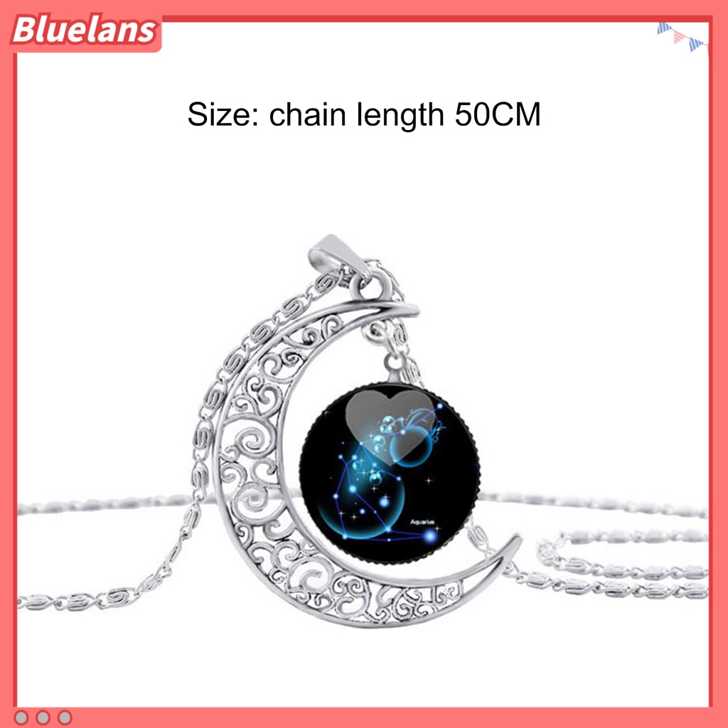 [BLS] Kalung Bulan Shinyny Rantai Panjang Liontin Bulan Hollow Hias Simple Untuk Belanja