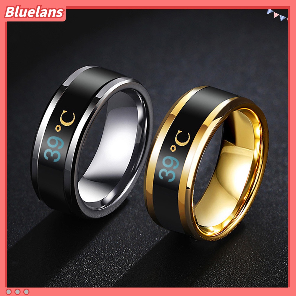 [BLS] Chic Sensor Suhu Stainless Steel Unisex Jari Cincin Perhiasan Pasangan Hadiah