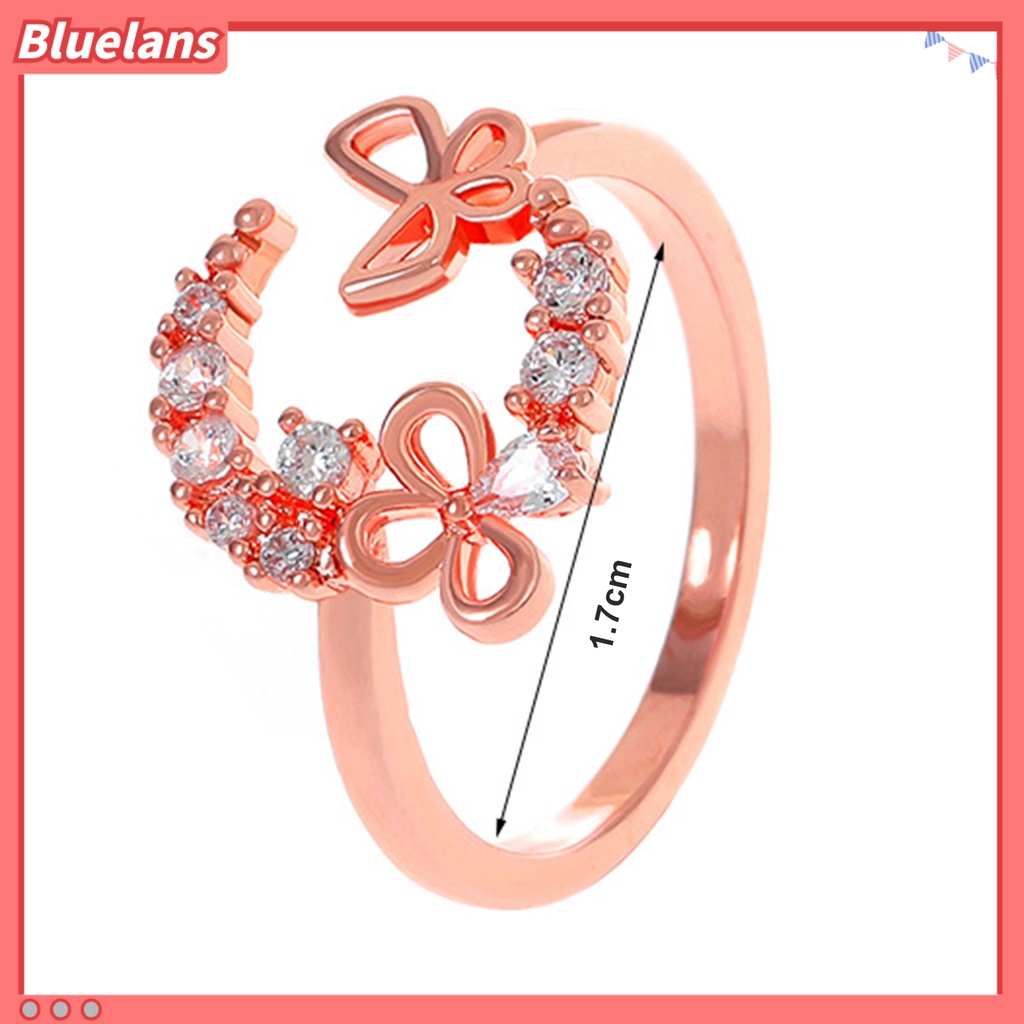 [BLS] Knuckle Ring Cubic Zirconia Geometris Electroplating Adjustable Personality Dekoratif Hypoallergenic Mewah Kupu-Kupu Terbuka Cincin Perhiasan Aksesori