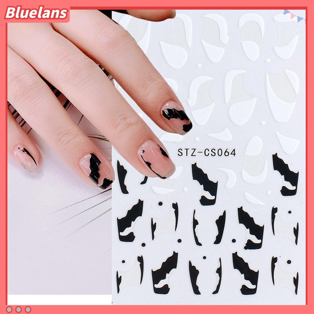 [BLM] Stiker Kuku Gaya Perancis DIY Garis Warna-Warni Decal Powder 3D Transfer Slider Untuk Manicure