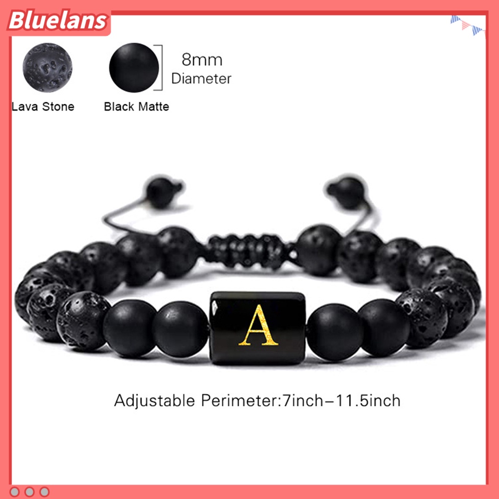 [BLS] Unisex Gelang A-Z Huruf Frosted Manik-Manik Batu Imitasi Adjustable Gelang Penghilang Stres Fashion Perhiasan