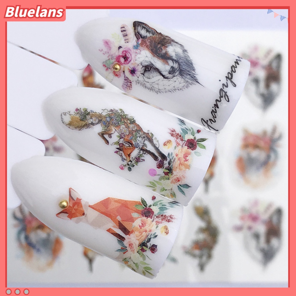 [BLM] Stiker Perekat Kuku Elk Serigala Motif Hewan Hiasan Kuku Aksesori 2D Nail Art Sticker Decal Untuk