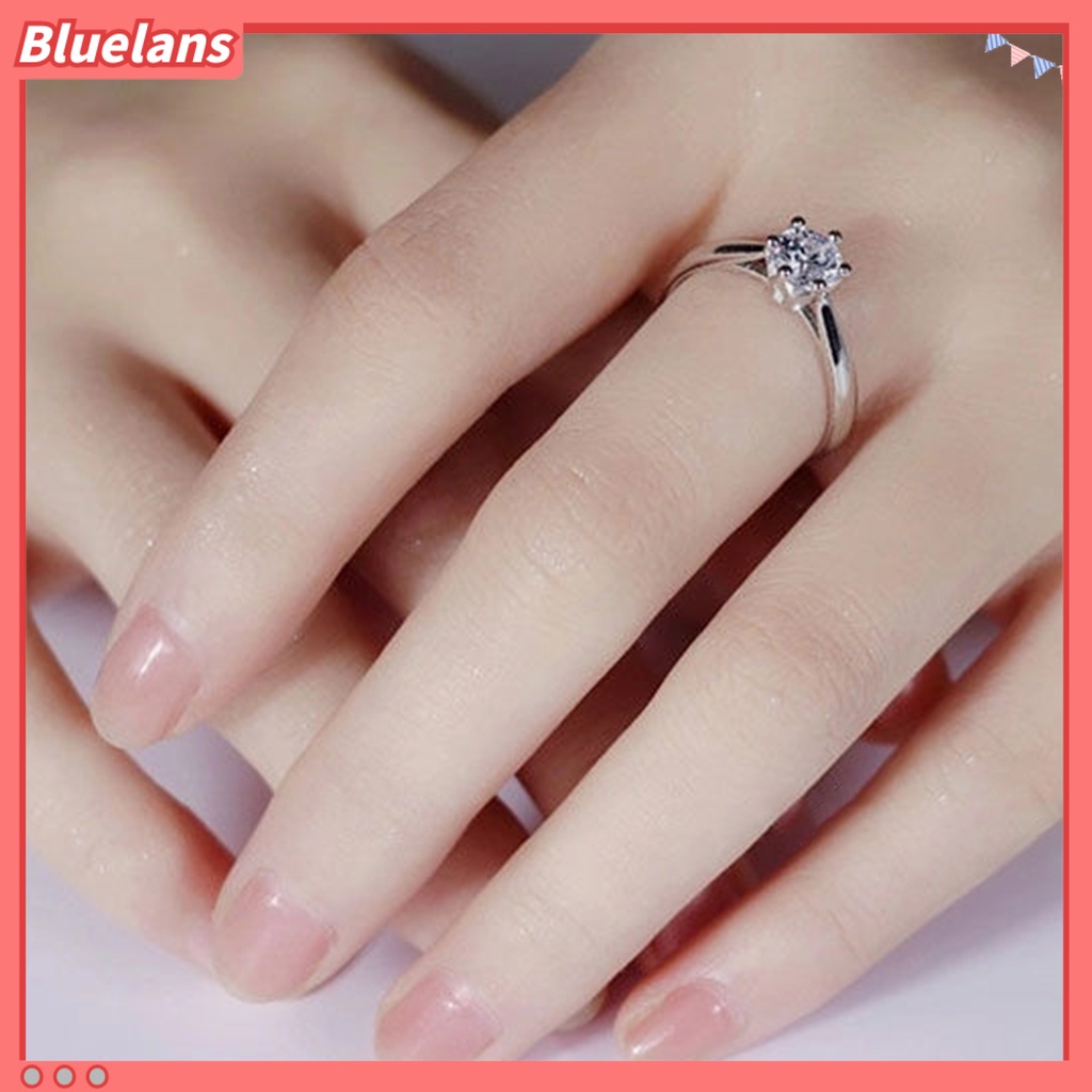 [BLS] Wanita Cincin Dipoles Tinggi Geometris Bersinar Berlian Imitasi Unfading Dekorasi Terang Kilau Lady Janji Pernikahan Band Cincin Wanita Perhiasan