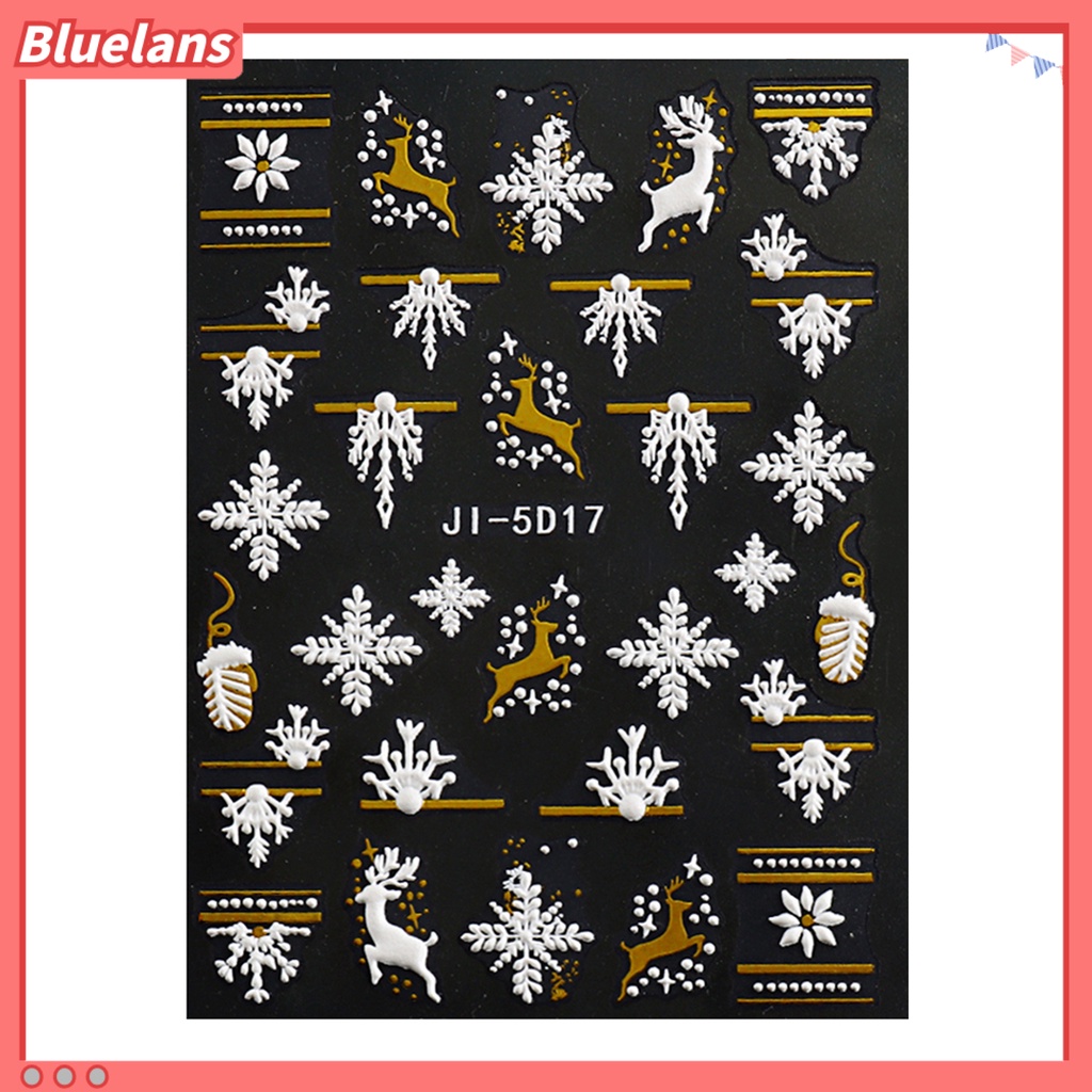 [BLM] Stiker Kuku Efek 3D Tidak Luntur Perekat Diri DIY Mini Snowflakes Slider Natal Stiker Kuku Timbul Untuk Perempuan