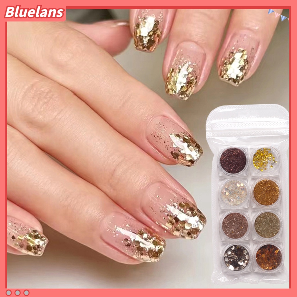 [BLM] 1tas Kuku Payet Efek Mengkilap Gloss Tahan Lama DIY Warna-Warni Sangat Tipis Tidak Teratur Berkilau Nail Art Flash Manicure Store Supply