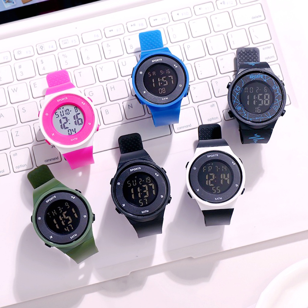 COD✅ Jam Tangan Digital Pria Wanita Anti Air Sport Rubber Bulat Fashion Watch   S1294