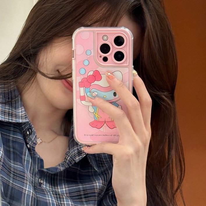 Pink Diving Kitty Soft TPU Case iP iPhone 14 + Plus 11 12 13 Pro Max FTD Girl Woman Casing Apple