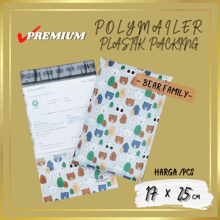 

[SC] AMPLOP BAG POLYMAILER PLASTIK PACKING OLSHOP MOTIF BEAR FAMILY 17x25 - 17CM x 25CM, BEAR FAMILY
