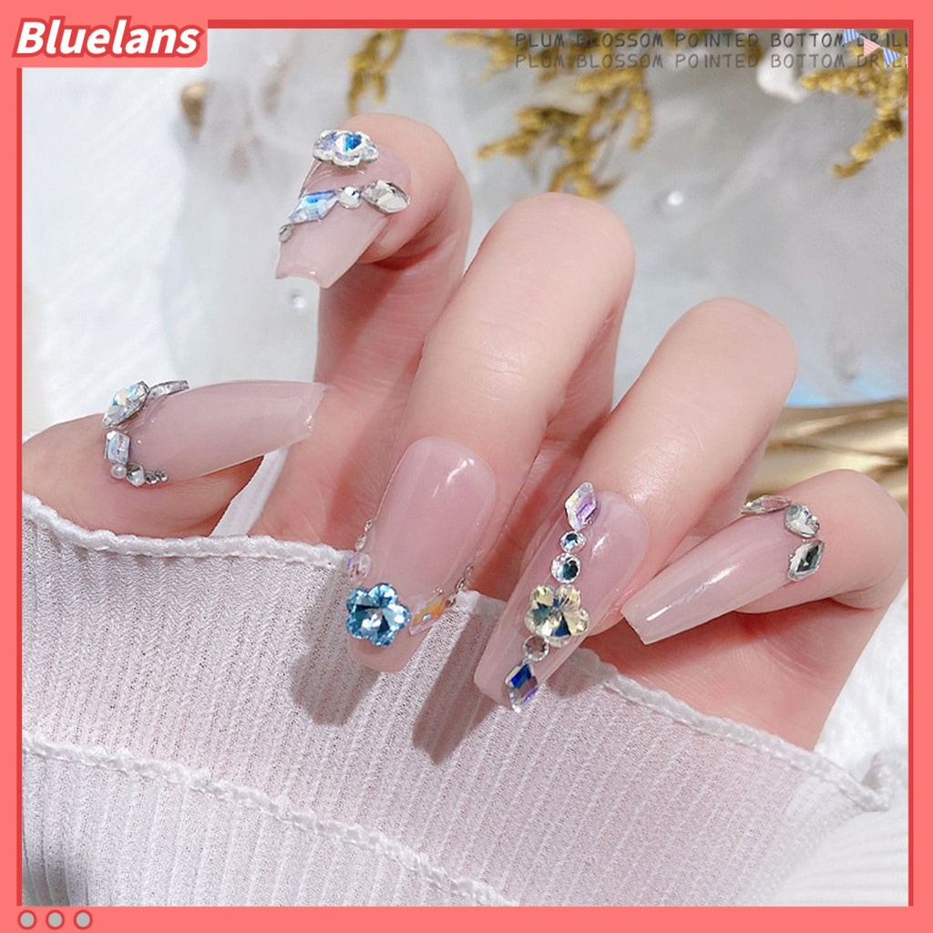 [BLM] 10 Pcs Kuku Berlian Imitasi Bersinar Tiga Dimensi Tidak Jatuh Mempesona Efek Visual DIY Mini Manicure Plum Blossom Faux Crystal Manicure Store Supply