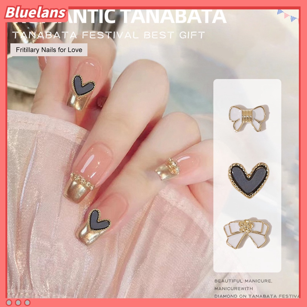 [BLM] 10pcs Manicure Decor Tiga Dimensi Bersinar Gloss Tinggi DIY Alloy Sedikit Harum Gaya Busur Camellia Hiasan Kuku Salon Kuku Supply