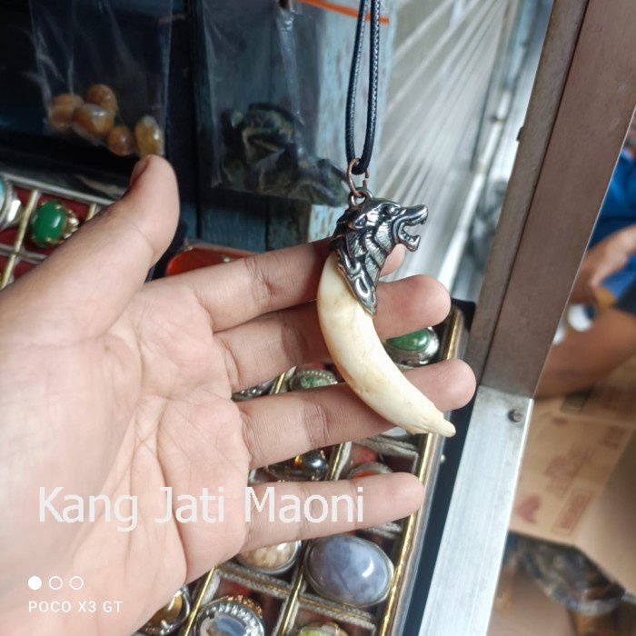 langka bandul taring macan nyandang kepala harimau Asli Paling Mewah DFG654