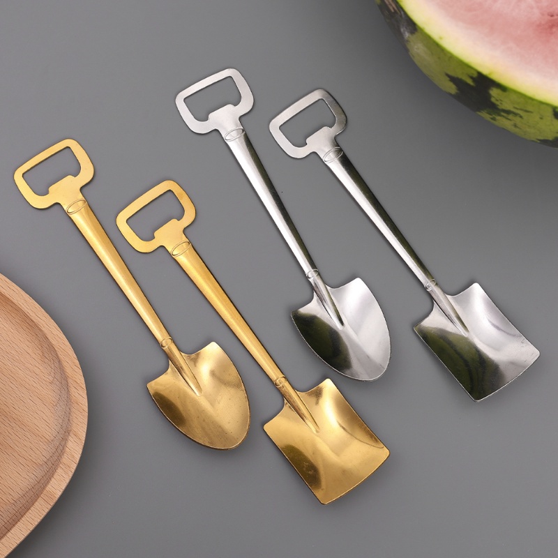 [Harga Grosir] Sendok Salad Susu Non-slip Sendok Garpu Stainless Steel Halus Pegangan Mudah Pembuka Botol Mudah Dibersihkan Dessert Shovel ladle Polished Cake Fruit Gali Spoon