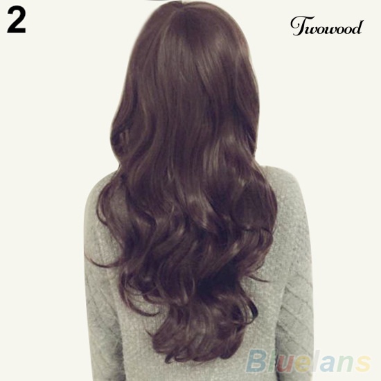 Twowood Fashion Wanita Cosplay Panjang Keriting Bergelombang Rambut Sintetis Full Wig Kostum Pesta