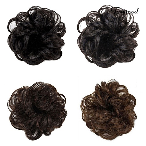 Twowood Hot Wanita Lady Wavy Curly Dish Rambut Sanggul Ekstensi Sopak Chignon Scrunchie