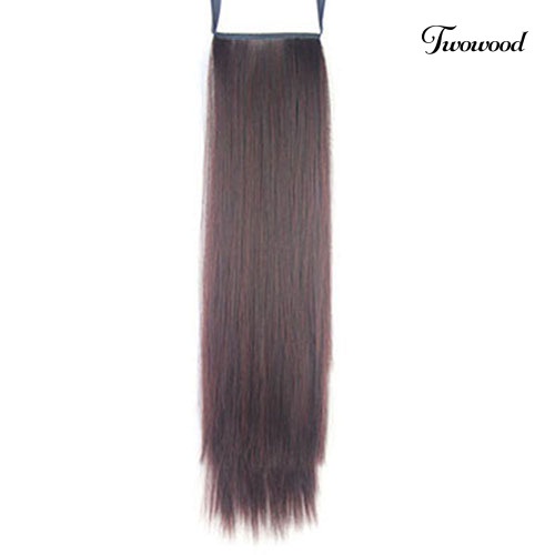 Twowood Wanita Klip in Wrap on Lurus Panjang Ponytail Rambut Ekstensi Sopak Wig