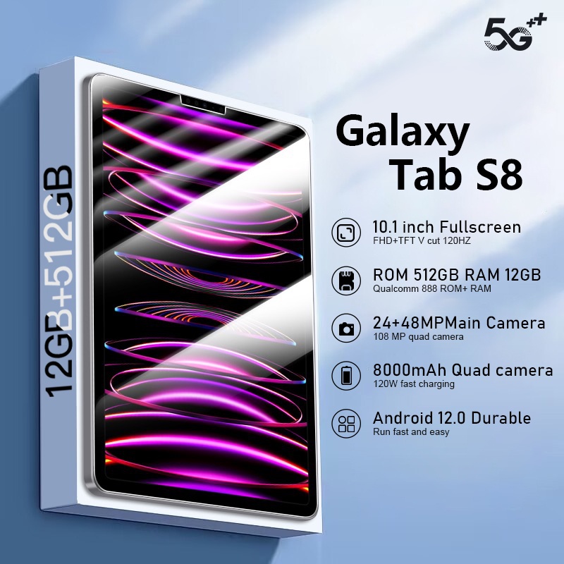 【Bisa COD】Galaxy Tab S8 Tablet PC Asli Baru Android RAM12GB ROM 512GB Wifi 4G 5G D terbaru smart Tablets murah cuci gudang 2023 original asli 128GB Untuk Anak Belajar hp tablet gaming tab