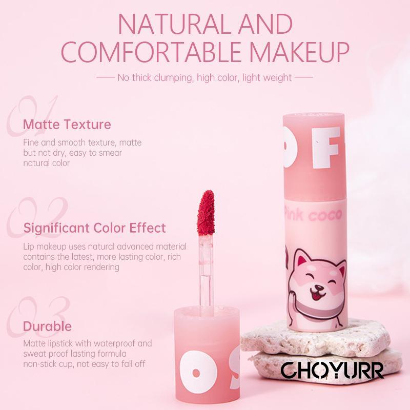 【COD】PINKCOCO Lip Glaze Bubble Bear Matte Mist Lip Mud MatteTahan Air Tahan Lama-CH