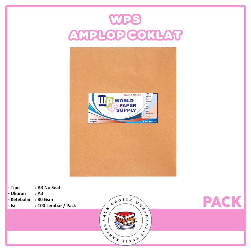 

WPS - Amplop Coklat Polos Ukuran A3 - Pack