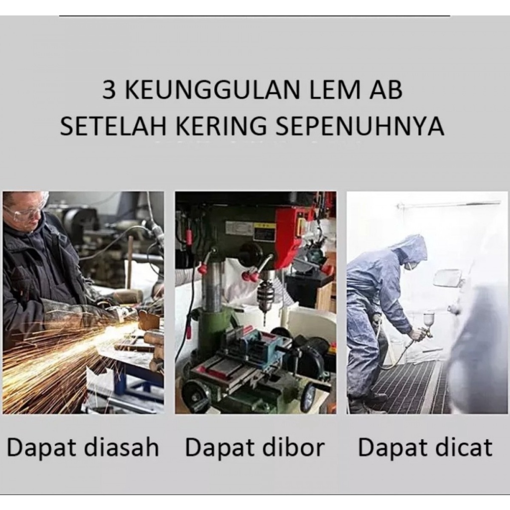 Lem AB Epoxy Kuat Penambal Besi Steel Metal Radiator Anti Bocor Metal Casting Glue Tahan Panas