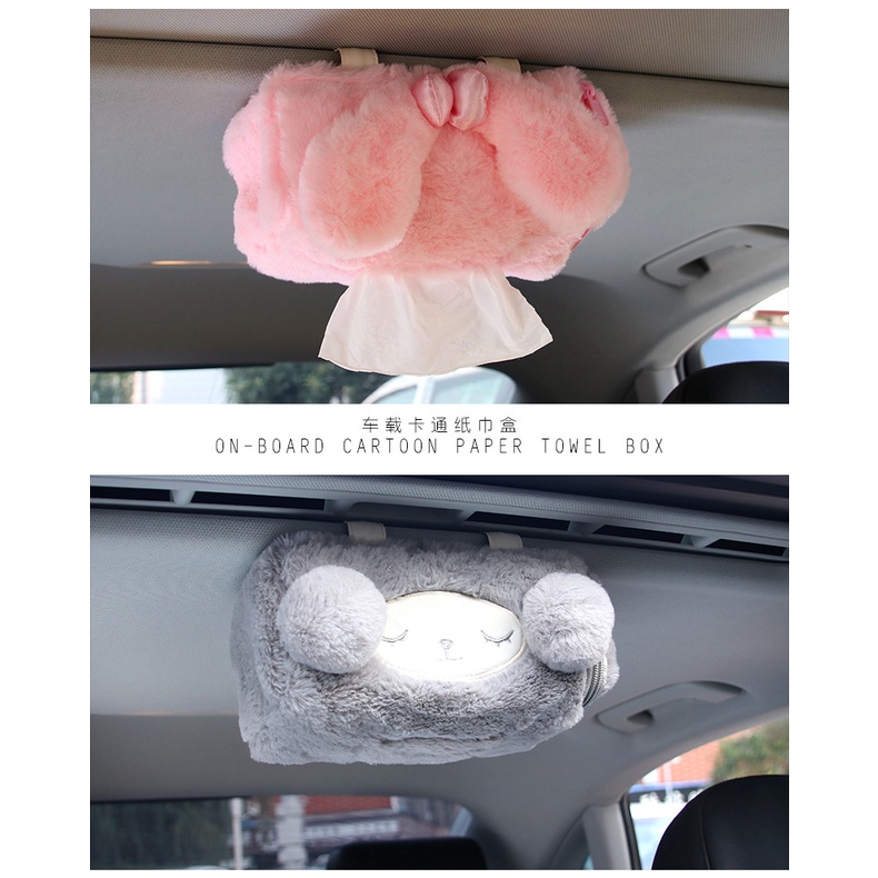 Car creative sunshade suction box, Penutup Tisu Kartun Gantung Mobil