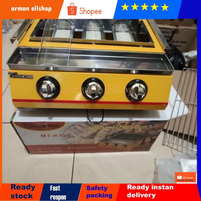 Bakaran sosis 3tungku / kompor Bakaran sosis / roaster pemanggang gas tanpa asap