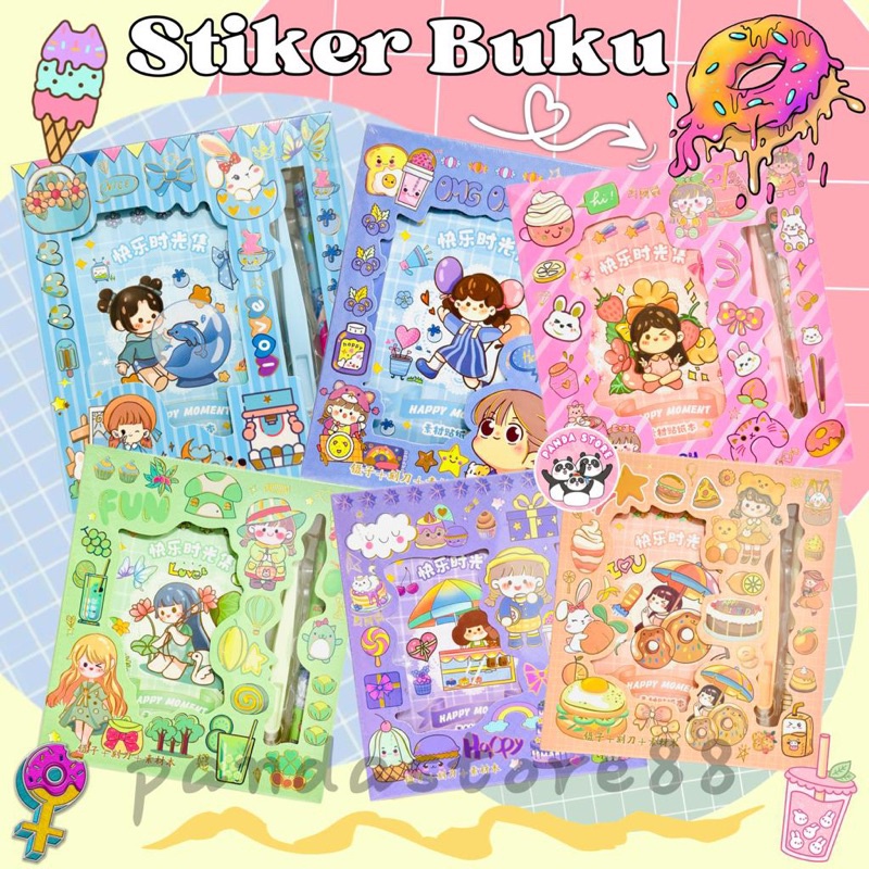 

Stiker Buku Set Notebook Stiker notebook Pinset Pen Cutter