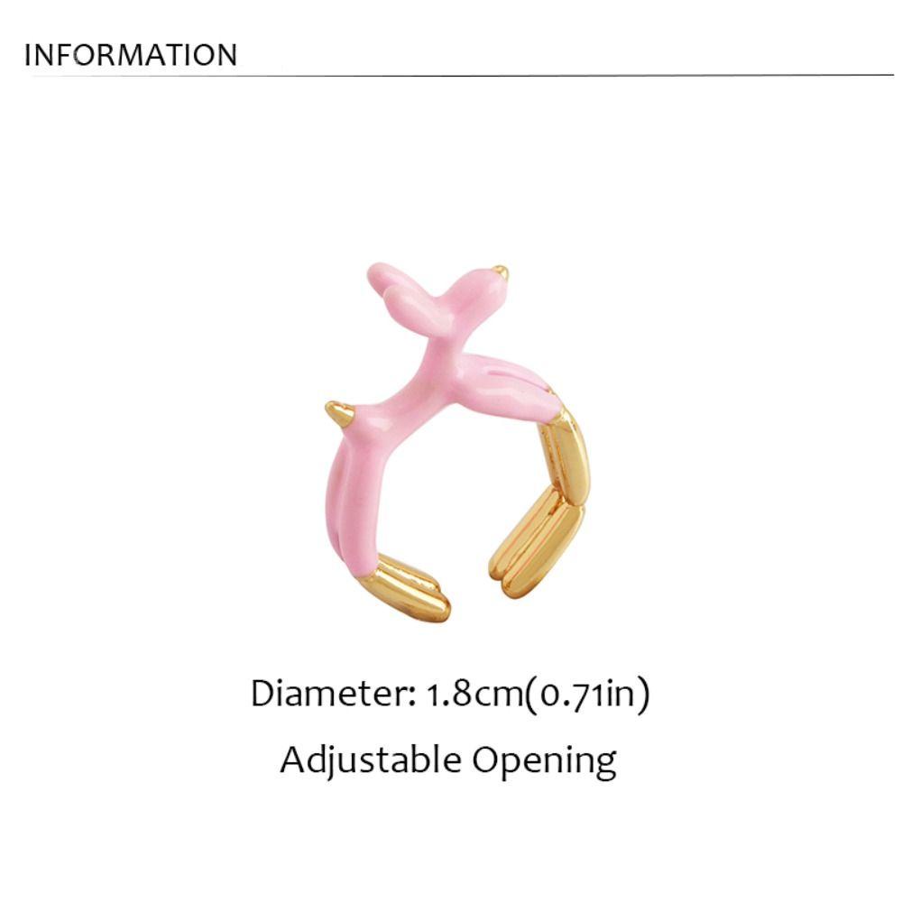 Mxbeauty Cincin Jari Enamel Lucu Punk Elegan Hewan Manis Unik Tembaga Anjing Pet Golden Ballon Puppy Ring