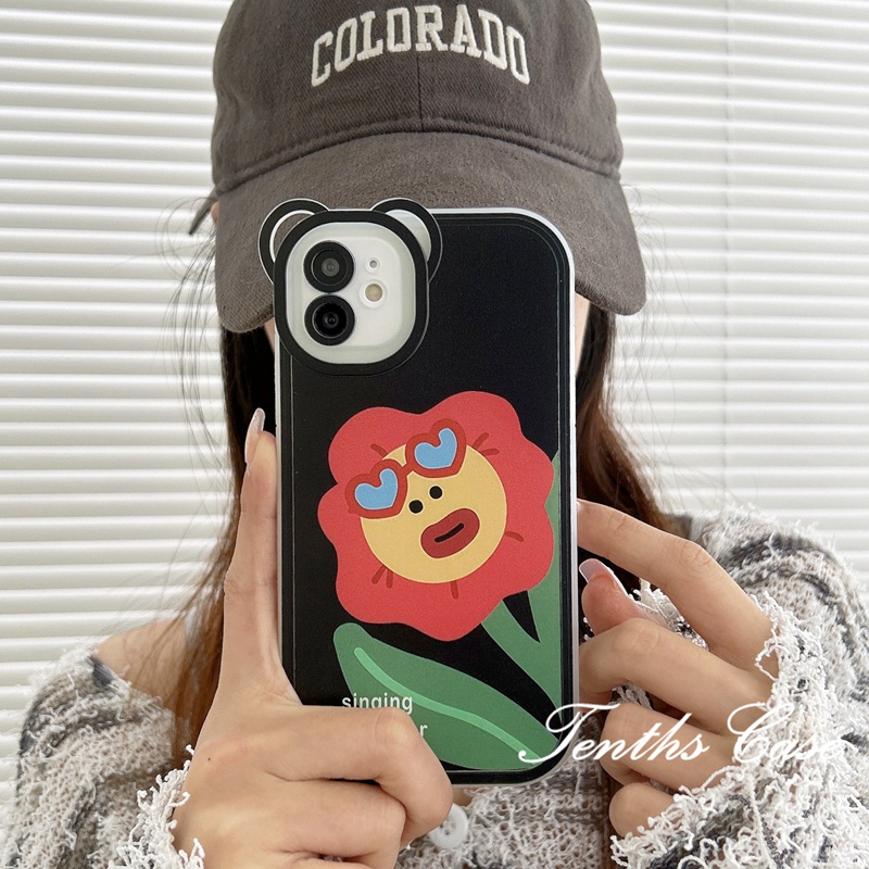 Kompatibel Untuk Iphone14 13 12 11 Pro Max X XR Xs Max8 7 6 6s Plus Se2020Layar Penuh Impish Flower Bear Ear Soft Clear Cover