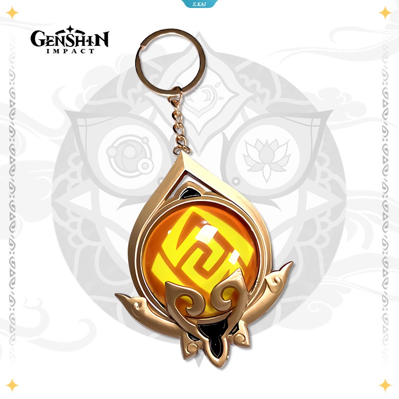 Genesis Impact Kunci Mata Dewa Model Charm Keychain Pyro Anemo Electro Dendro Genesis Impact Element Keychain Aksesori [ZK]