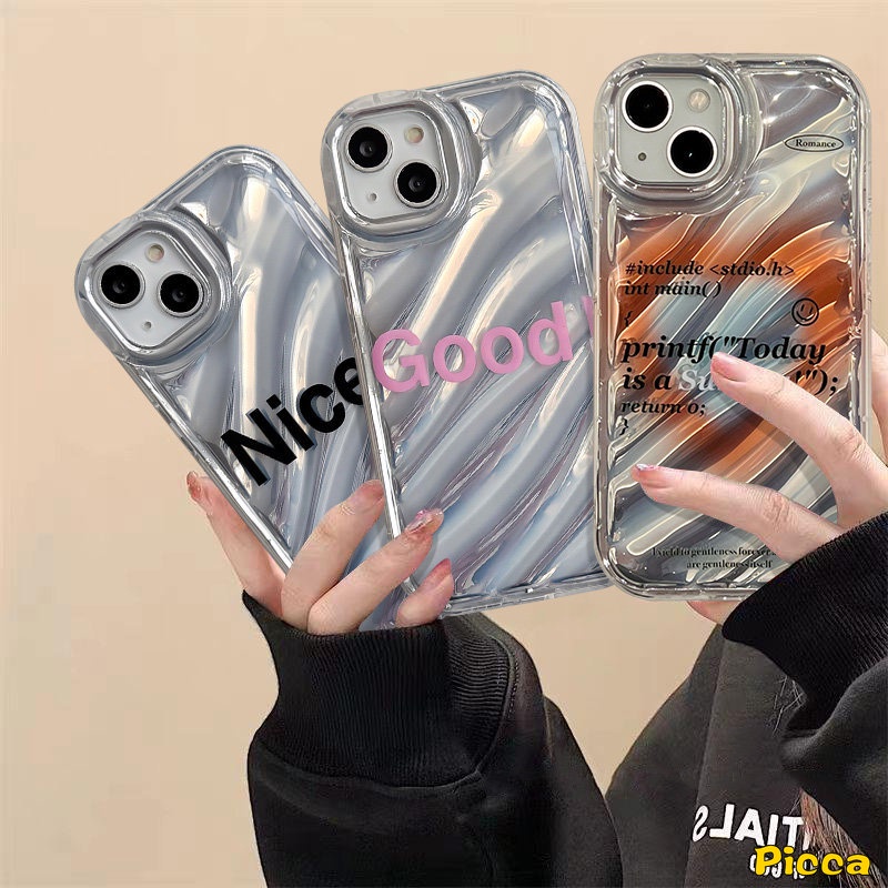 Huruf Sederhana Bagus Bagus Dazzle Color Luxury Laser Card Case Kompatibel Untuk IPhone 7Plus XR 11 13 12 14 Pro MAX X XS Max7 8 6 6S Plus SE 2020 INS Gradient Color Love Heart Cover