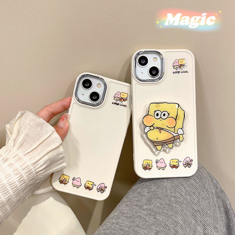 All New Metal Camera Skin Silicone Soft Case IPhone 11 12 13 14 Pro Max Women's Fashion Gift Cute Cartoon Phone Case Funny SpongeBob