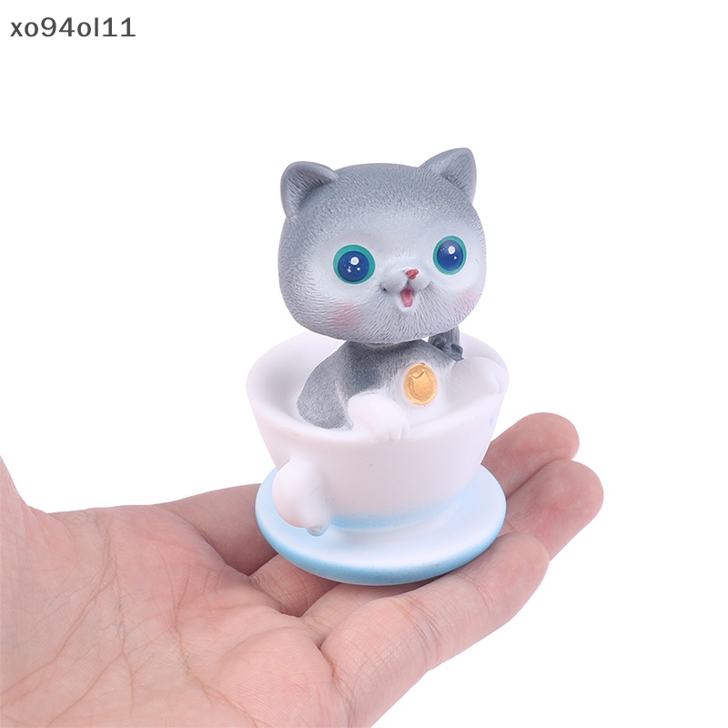 Xo Cangkir Teh Kucing Goyang Kepala Cuphead Figure Lucu Pet Tea Cup Model Mainan Kucing Ornamen OL