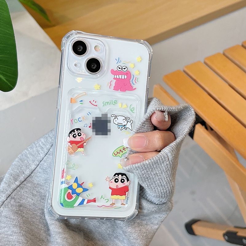 Card Case Sleep Crayon Shin-chan Soft Case HP iP iPhone 14 13 12 11 Pro X XS XR Max 7 8 + Plus FTD Casing Apple