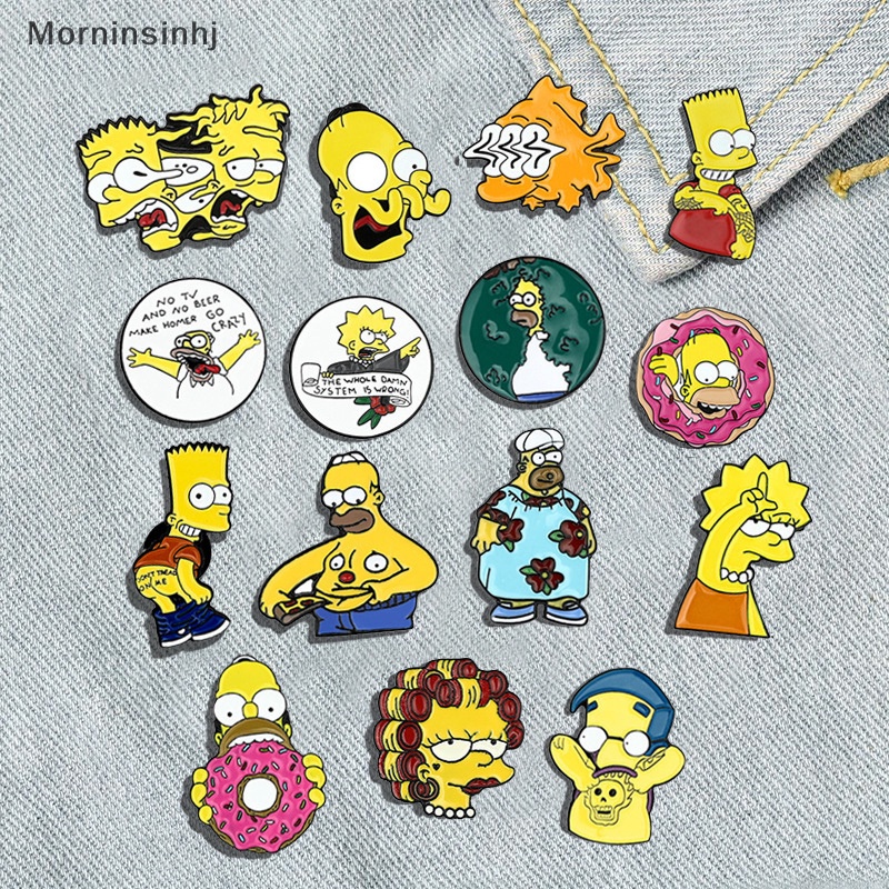 Mornin Disney Comedy Anime TV The Simpsons Enamel Bros Lucu Lucu Kartun Jaket Kerah Pin Untuk Wanita Tas Lencana Perhiasan Aksesoris id