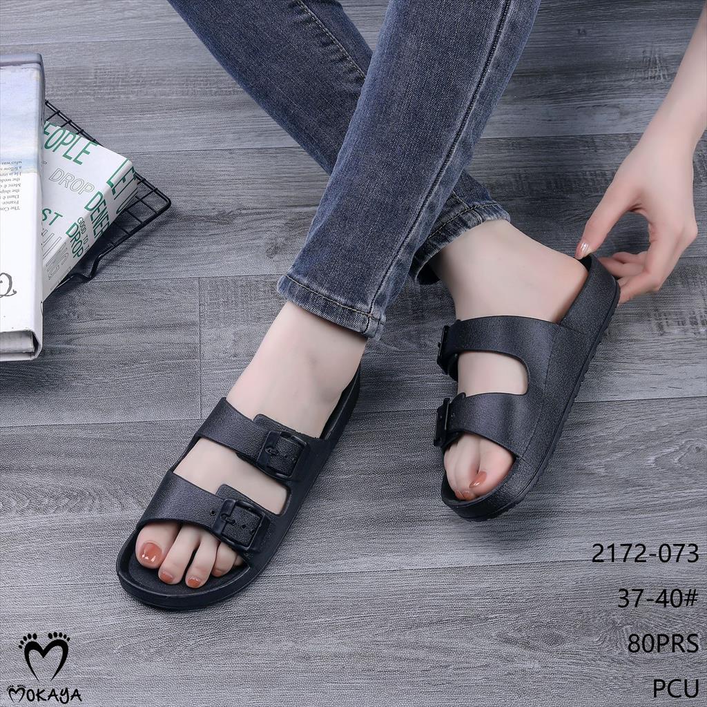 Sandal Slop Jelly Wanita Ban 2 Gesper Sama Warna Keren Cantik Elegant Best Seller Import Mokaya / Size 37-40 (2172-076/2172-b2)