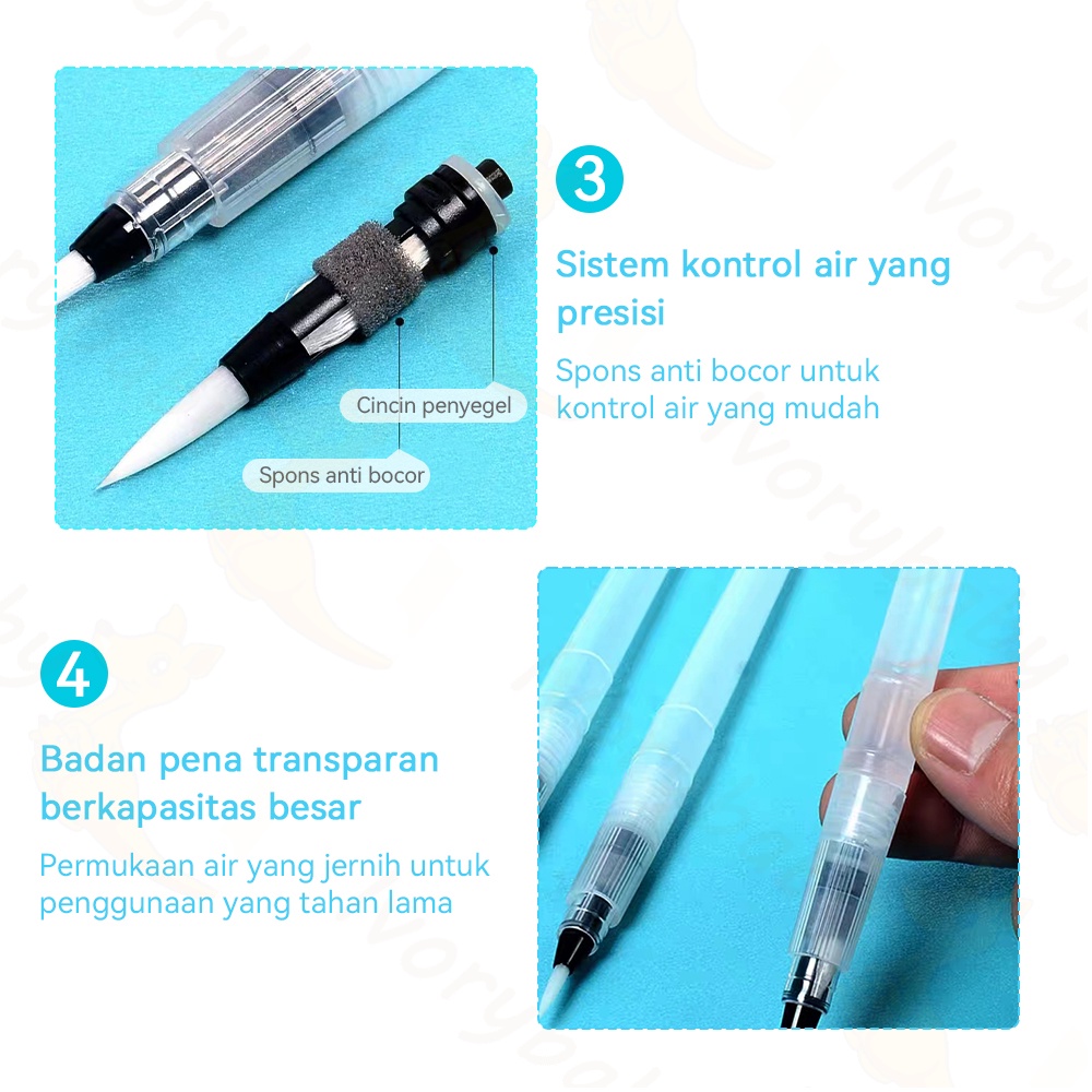 Ivorybaby Kuas cat air 6pcs Water brush pen aet Water kuas pena untuk melukis