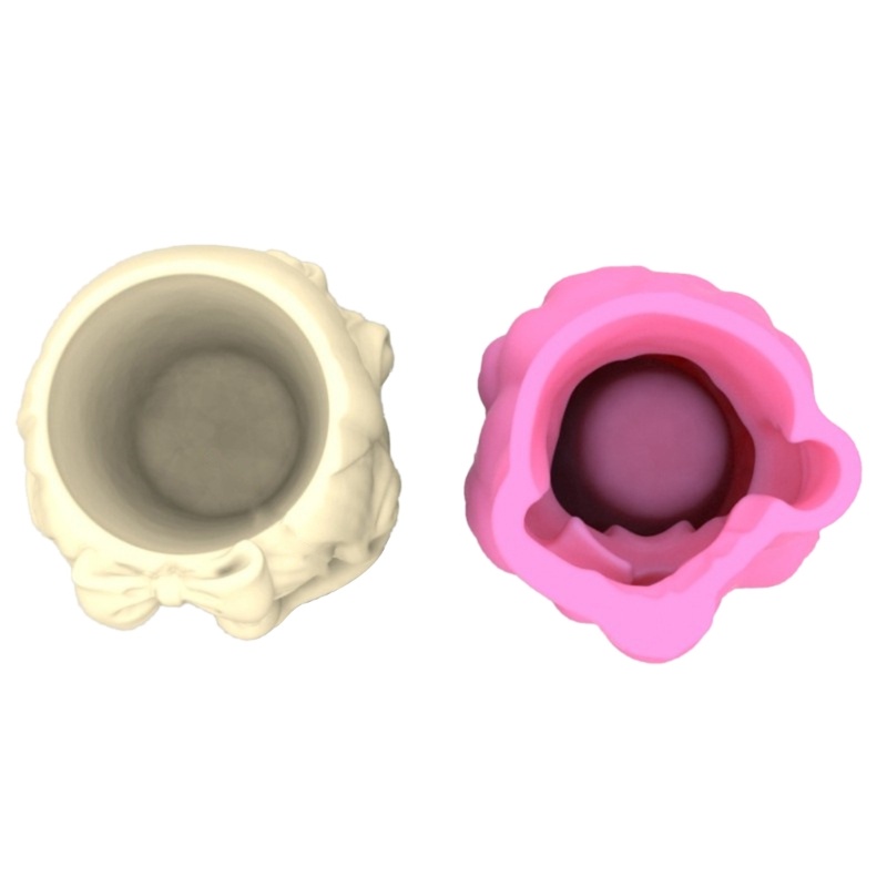 Siy Ikatan Simpul Gadis 3D Bentuk Kepala Cetakan DIY Pot Bunga Resin Cetakan Vas Pen Holder Epoxy