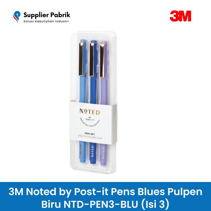 

3M Noted by Post-it Pens Blues Pulpen Biru NTD-PEN3-BLU (Isi 3)