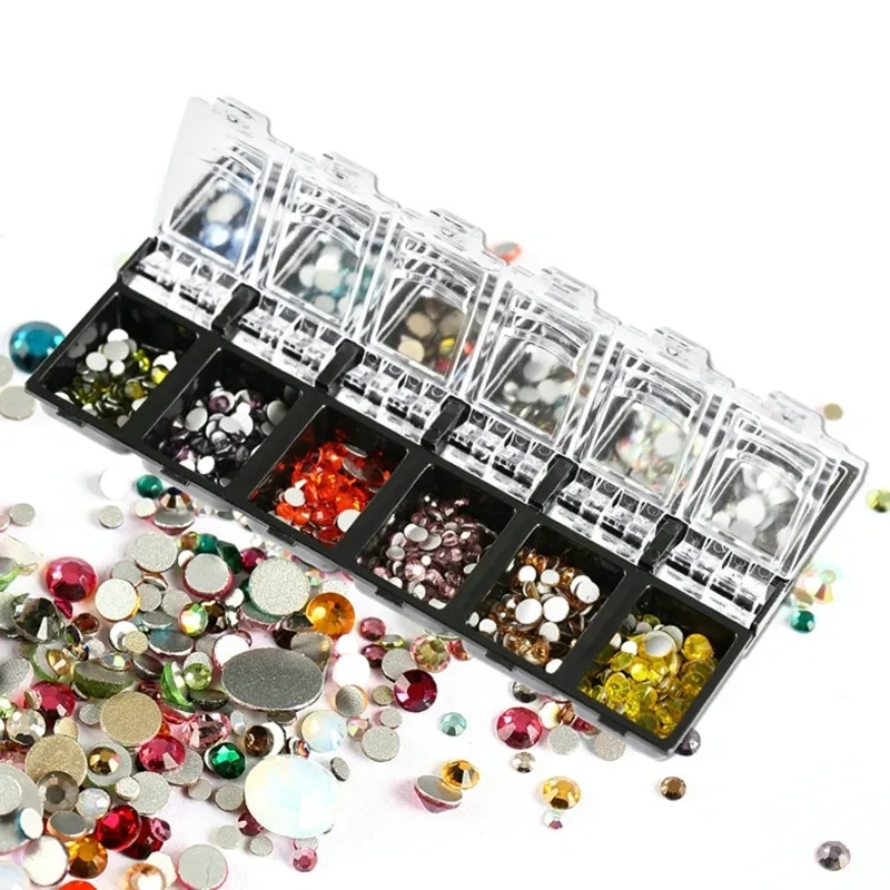 12kisi Nail Art Bening Kosong Tempat Penyimpanan Plastik/Bead Anting Wadah Perhiasan Manicure Kit