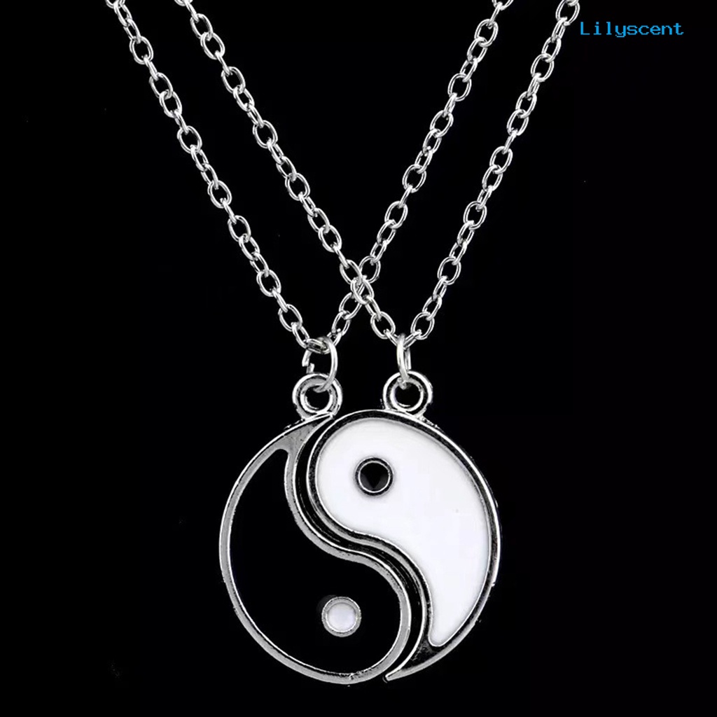 [LS]1 Pasang Kalung Couple Pasangan Liontin Tai Chi Bahan Alloy Anti Karat Eye-catching Unisex Untuk Wanita