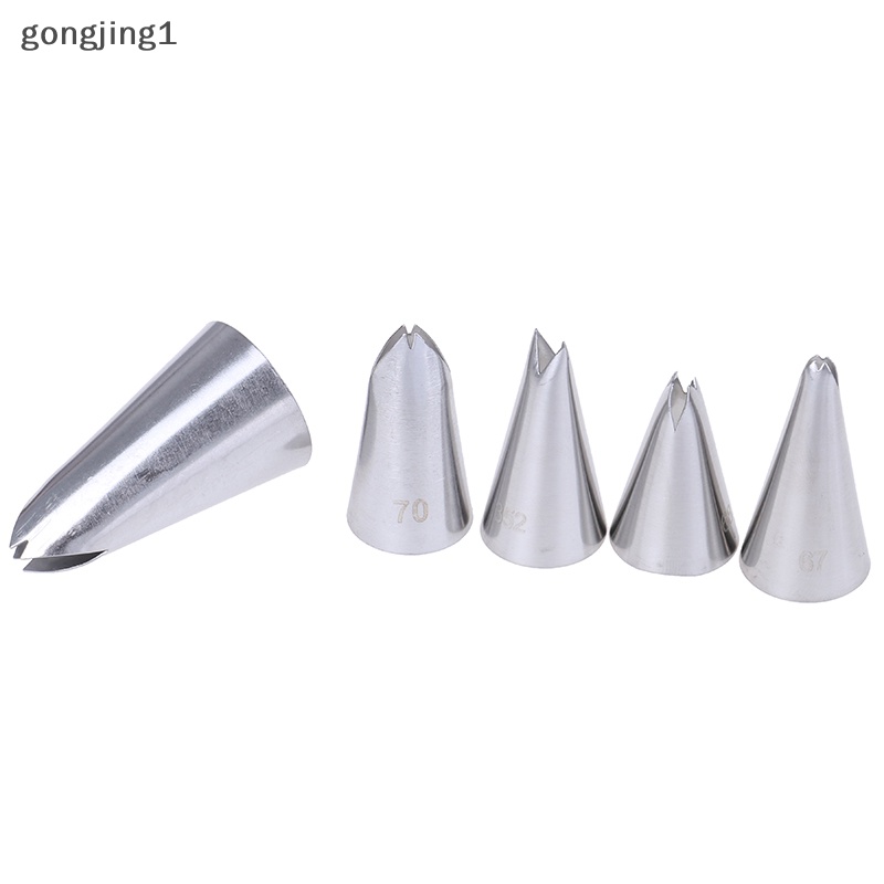 Ggg 5Pcs Daun Nozel Stainless Steel Icing Piping Nozel Tips Pastry Kue Dekorasi ID