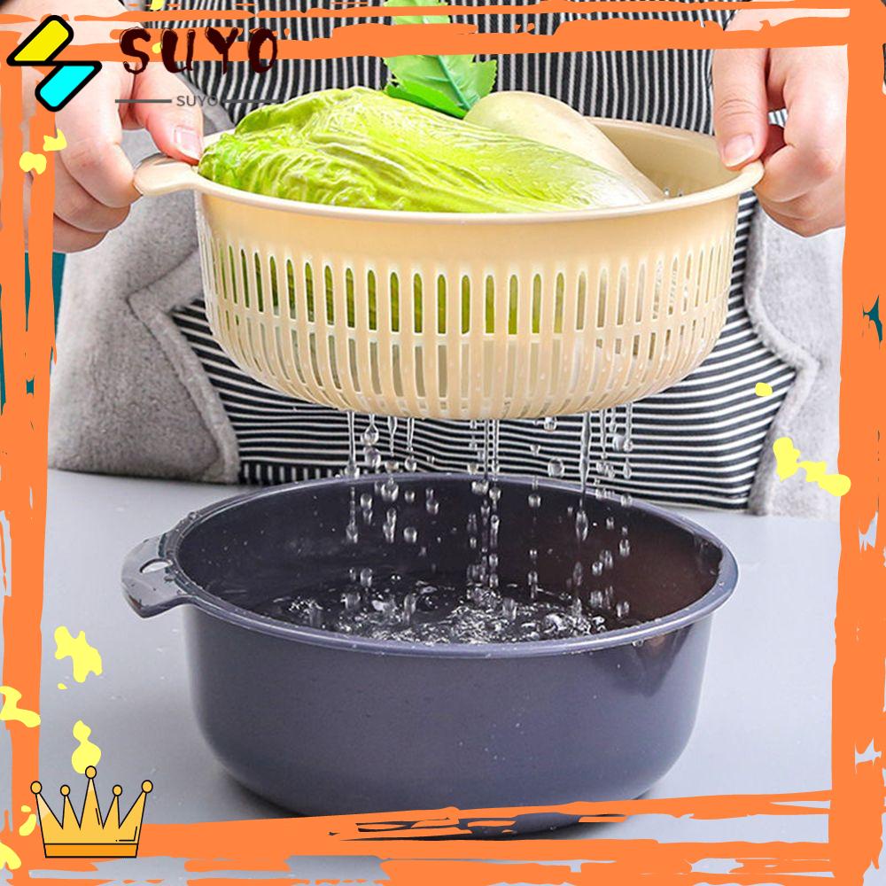 Suyo Keranjang Dapur Multifungsi 2in1 Fresh Vegetable Vegetable Basket Double Layer