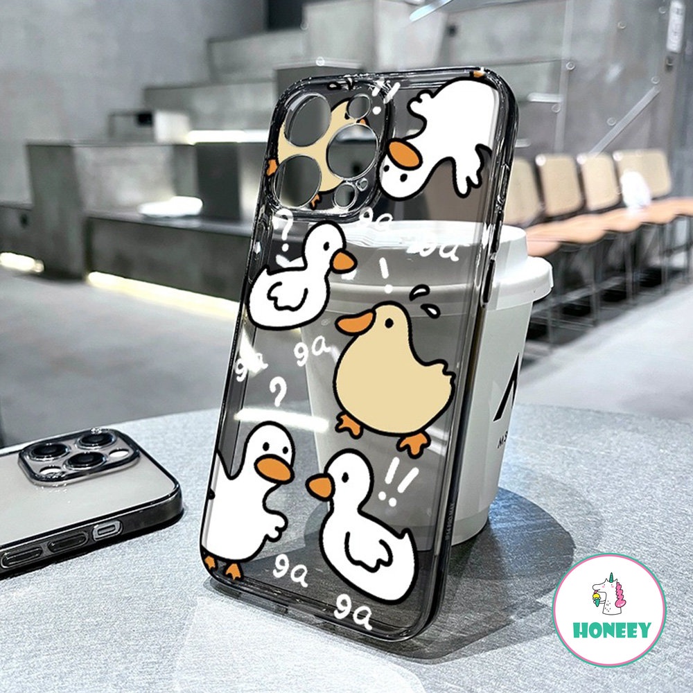 Casing Bebek Lucu Transparan Kompatibel Untuk iPhone 14 Pro 13 12 11 Pro Max X XR 7 8 Plus Soft TPU Shockproof Phone Cover