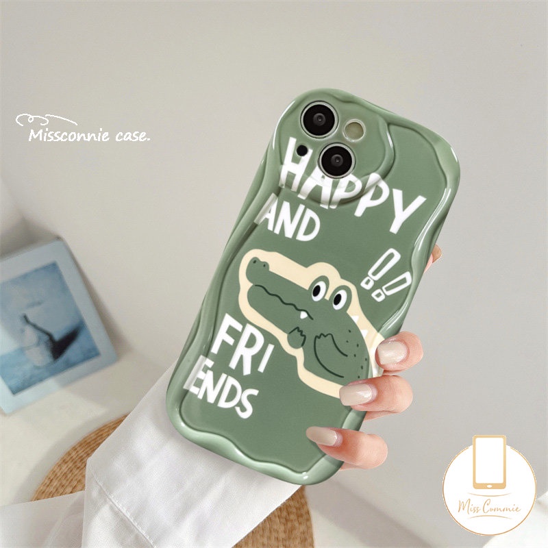 Case Pasangan Tepi Melengkung Bergelombang 3D Untuk Realme C35 C55 C21Y C53 C15 C11 C25Y 5i 9i 7i 5 6i 5s C12 C3 C3 C21 C17 C20 C31 C25s C25 C30 C20A C3 Kartun Lucu Crocodile Dinosaurus Soft Cover