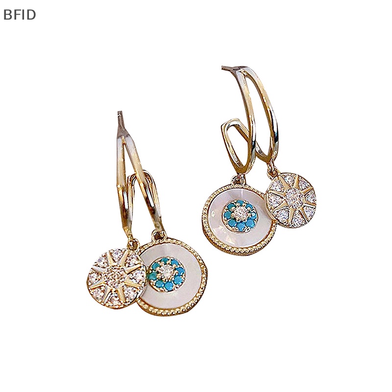 [BFID] 1pasang Anting Liontin Bunga Disc Bulat Klasik Gaya Korea Perhiasan Ringan Temperamen Pesta Untuk Wanita Aksesoris Hadiah [ID]