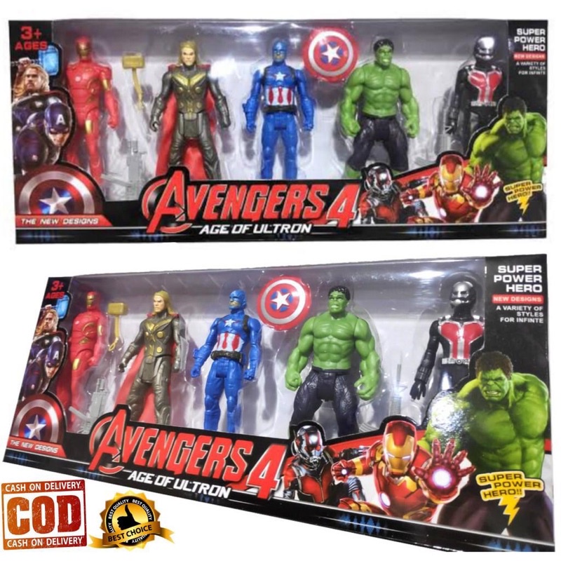 [BISA COD] MAINAN ACTION FIGURE Marvel Avengers 5 in 1 TERMURAH IRONMAN THOR CAPT AMERICA HULK ANTMAN