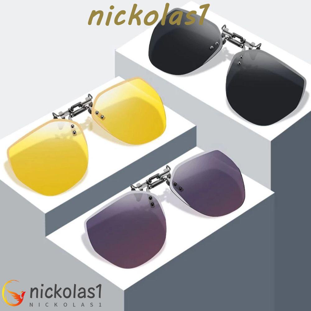 Nickolas1 Kacamata Clip-on Mengemudi Vintage Vision Care Perlindungan UV Night Vision Clipon Hiking Camping Flip Up Eyewear