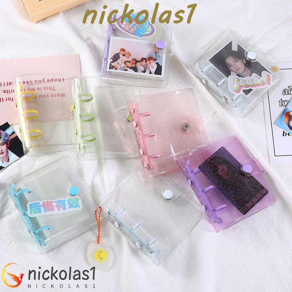 Nickolas1 Binder Notebook Cover Portable Mini Glitter Transparan Halaman Notebook Handbook album Foto