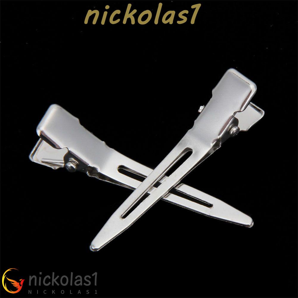 Nickolas1 50pcs Jepit Rambut Aligator Tahan Lama Ultrathin Hairstyling Tools Warna Silver Dasar Datar