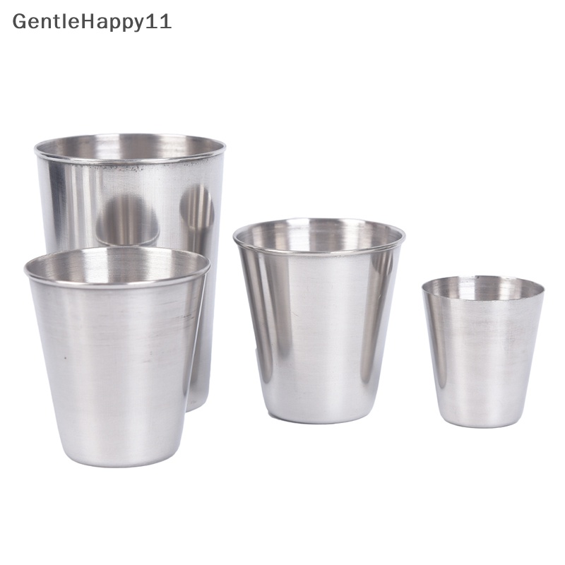 Gentlehappy 4pcs Stainless Steel Cover Mug Camping Cangkir Minum Kopi Teh Bir Dengan Case id